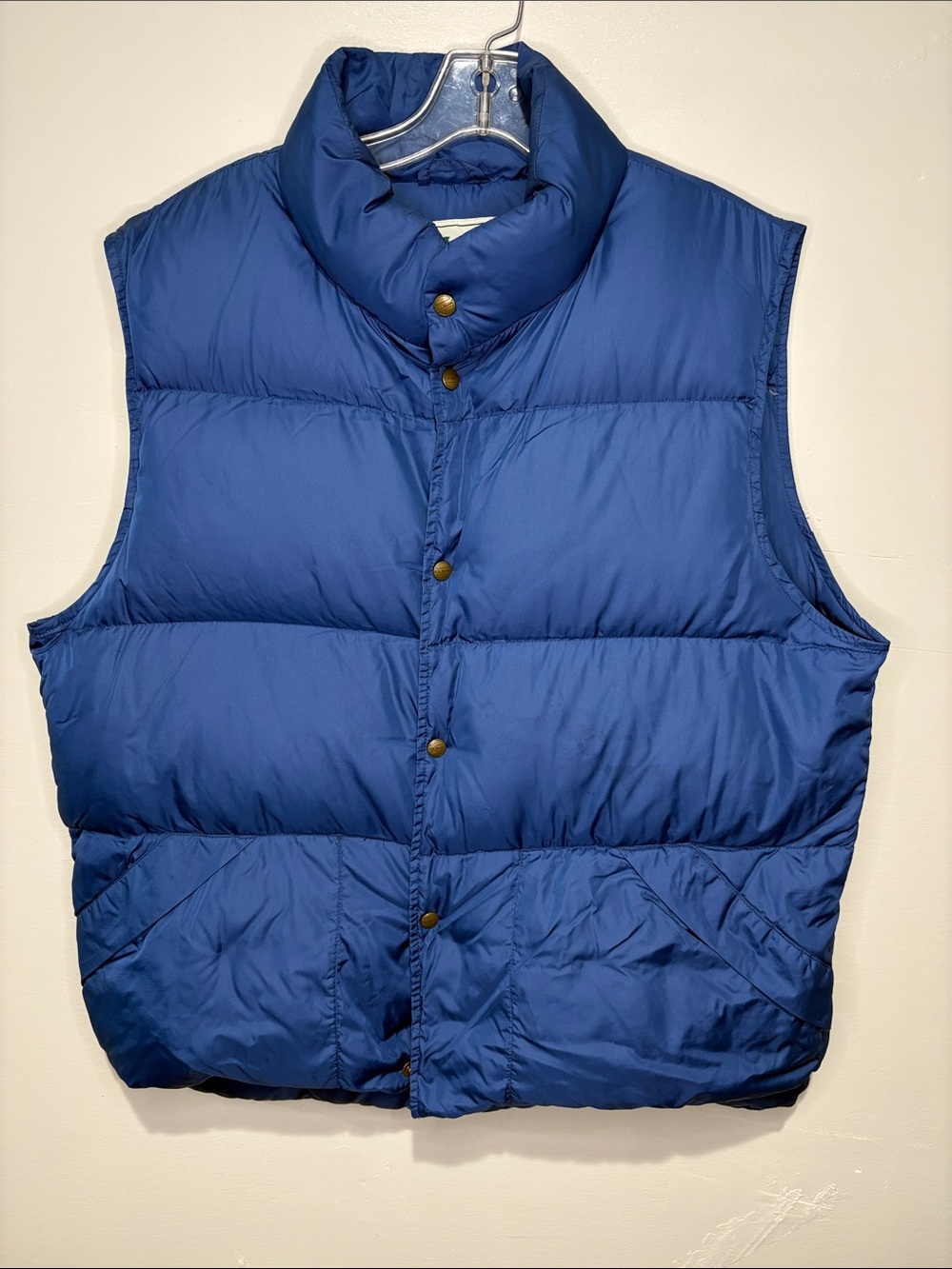 L.L.Bean Men’s Large Tall Blue Down Puffer Vest Snap Front Vintage